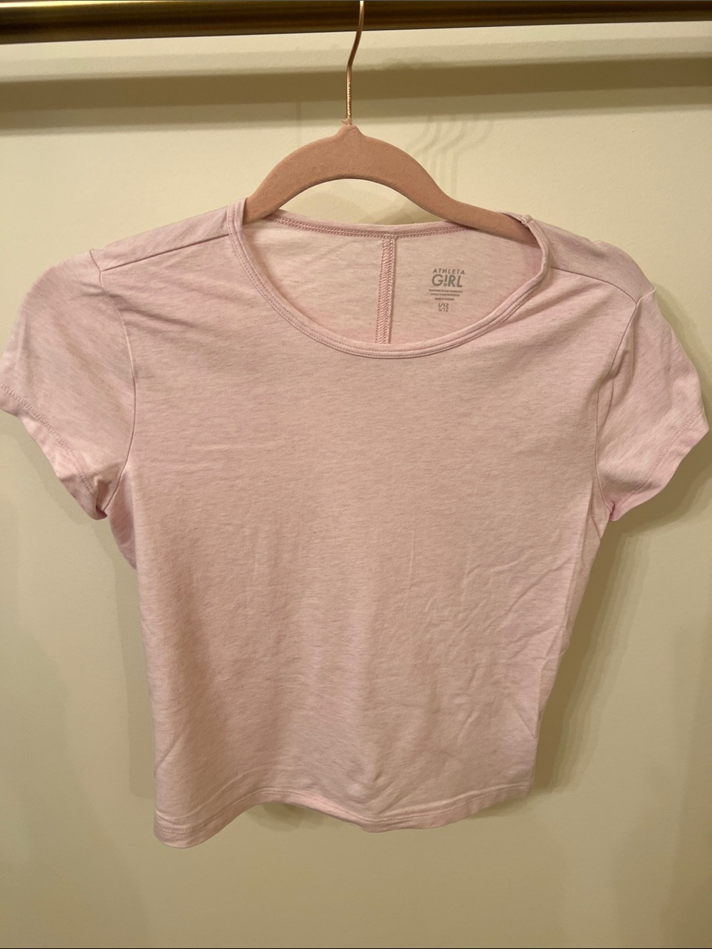 Athleta Girls Light Pink Crew Neck Short Sleeve Tee